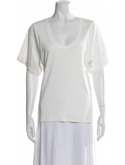 Pre-owned By Malene Birger Scoop Neck Short Sleeve T-shirt W/ Tags In Neutrals