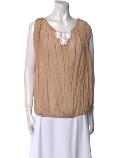 Pre-owned By Malene Birger Scoop Neck Sleeveless Blouse In Neutral