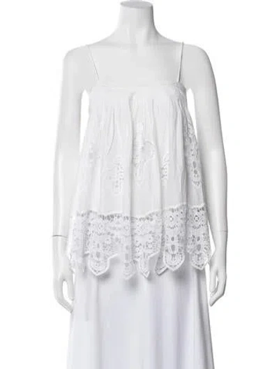 Pre-owned By Malene Birger Scoop Neck Sleeveless Top In White