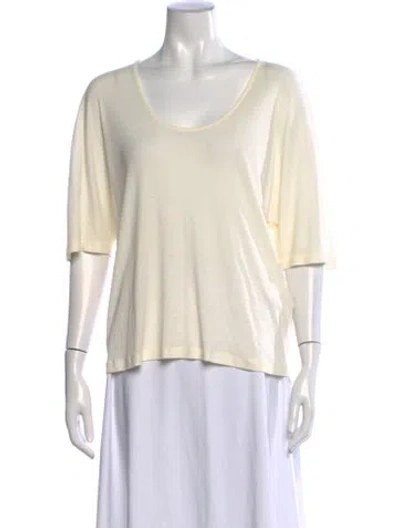 Pre-owned By Malene Birger Scoop Neck Three-quarter Sleeve Top In Neutrals