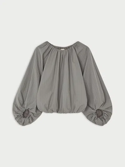 By Malene Birger Semara Organic Cotton Blouse In Grey Stripe