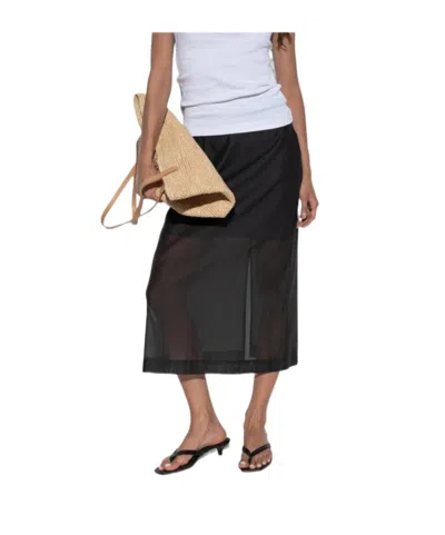 By Malene Birger Sheer Patchwork Midi Skirt In Black