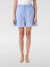 By Malene Birger Organic Cotton Stripes Loose Fit Shorts In Blue
