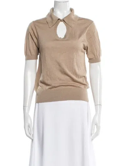 Pre-owned By Malene Birger Short Sleeve Polo In Neutral
