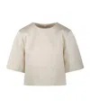 By Malene Birger Hania Boxy Cotton-blend Cropped T-shirt In Nude