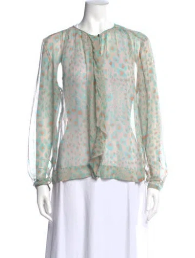Pre-owned By Malene Birger Silk Animal Print Blouse In Neutral