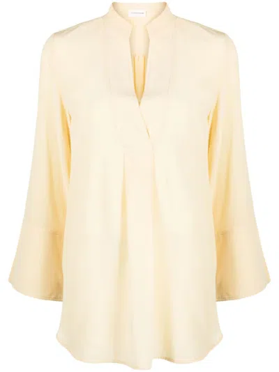 By Malene Birger Silk Bell-sleeves Blouse In Beige