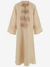 By Malene Birger Cicelia Rosette-detailed Silk Maxi Dress In Beige