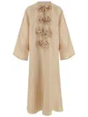 By Malene Birger Cicelia Rosette-detailed Silk Maxi Dress In Neutrals