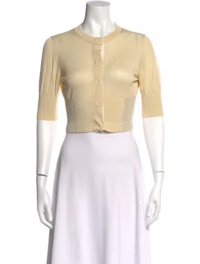 Pre-owned By Malene Birger Silk Crew Neck Sweater In Yellow