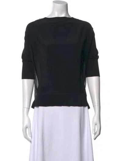 Pre-owned By Malene Birger Silk Crew Neck Top In Black