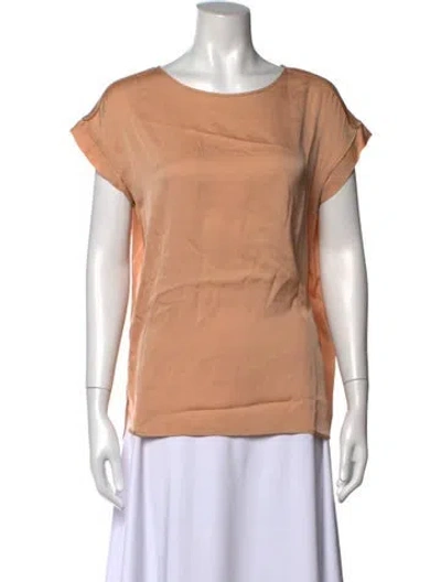Pre-owned By Malene Birger Silk Crew Neck Top In Brown