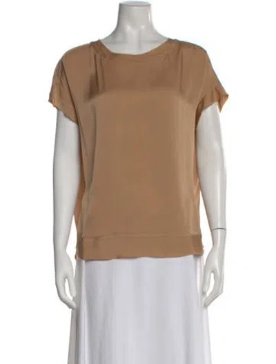 Pre-owned By Malene Birger Silk Crew Neck Top In Orange