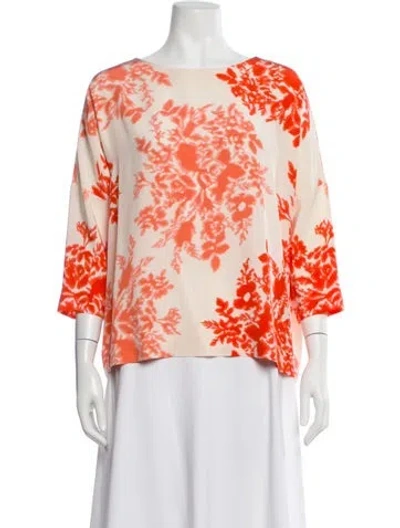 Pre-owned By Malene Birger Silk Floral Print Blouse In Multi
