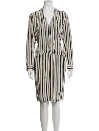 Pre-owned By Malene Birger Silk Knee-length Dress In Neutral