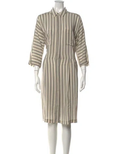Pre-owned By Malene Birger Silk Knee-length Dress In Neutrals