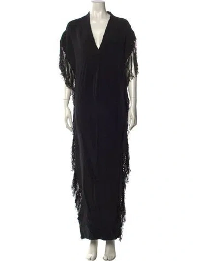 Pre-owned By Malene Birger Silk Long Dress In Black