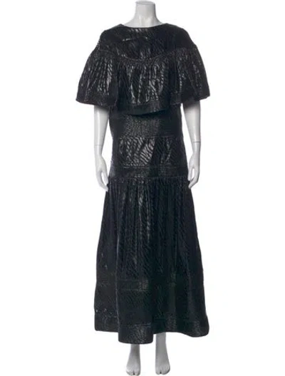 Pre-owned By Malene Birger Silk Long Dress In Black