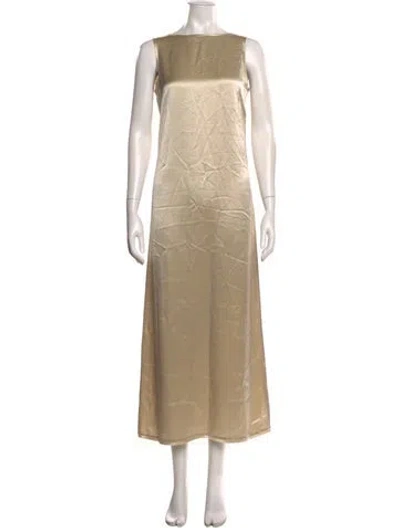 Pre-owned By Malene Birger Silk Long Dress In Neutral