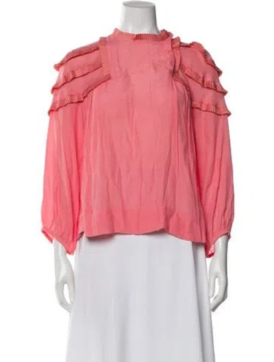 Pre-owned By Malene Birger Silk Long Sleeve Blouse In Pink