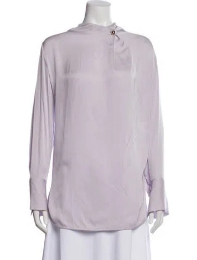 Pre-owned By Malene Birger Silk Long Sleeve Blouse In Purple