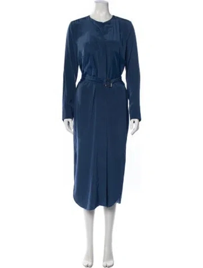 Pre-owned By Malene Birger Silk Midi Length Dress In Blue
