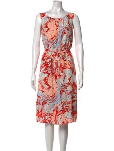 Pre-owned By Malene Birger Silk Midi Length Dress In Multi