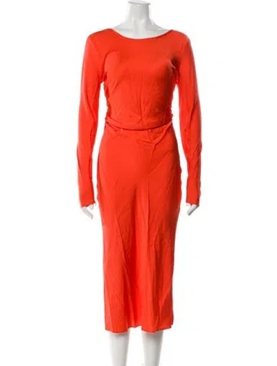 Pre-owned By Malene Birger Silk Midi Length Dress In Orange