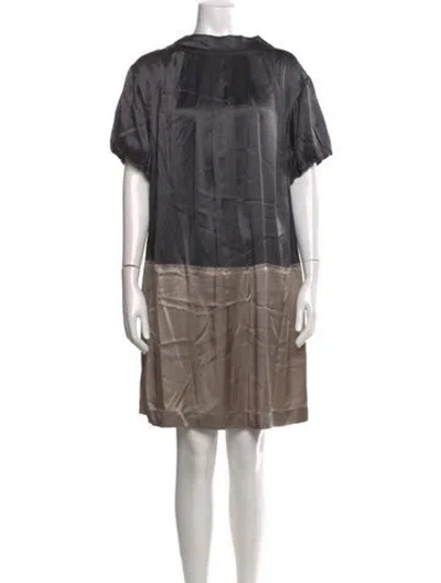 Pre-owned By Malene Birger Silk Mini Dress In Gray