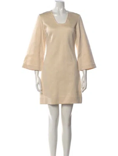 Pre-owned By Malene Birger Silk Mini Dress In Neutral