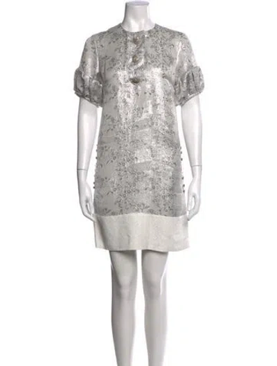 Pre-owned By Malene Birger Silk Mini Dress In Silver