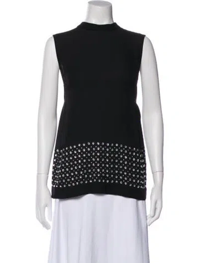 Pre-owned By Malene Birger Silk Mock Neck Top In Black