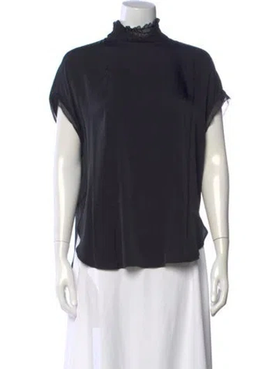 Pre-owned By Malene Birger Silk Mock Neck Top In Blue