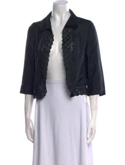 Pre-owned By Malene Birger Silk Open Front Crop Top In Black