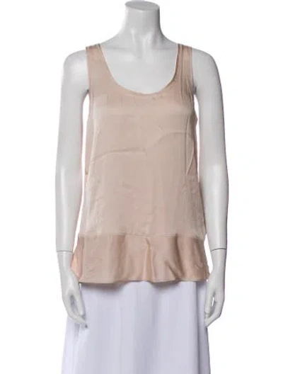 Pre-owned By Malene Birger Silk Scoop Neck Top In Neutral