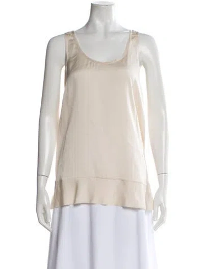 Pre-owned By Malene Birger Silk Scoop Neck Top In Neutral