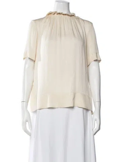 Pre-owned By Malene Birger Silk Short Sleeve Blouse In Neutral