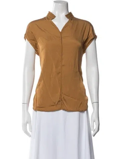 Pre-owned By Malene Birger Silk Short Sleeve Top In Blue