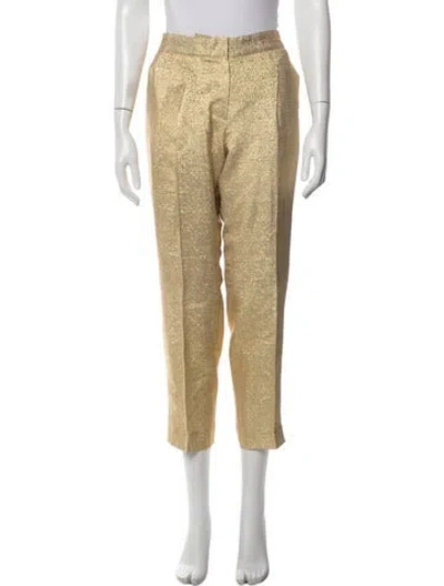 Pre-owned By Malene Birger Silk Straight Leg Pants In Gold