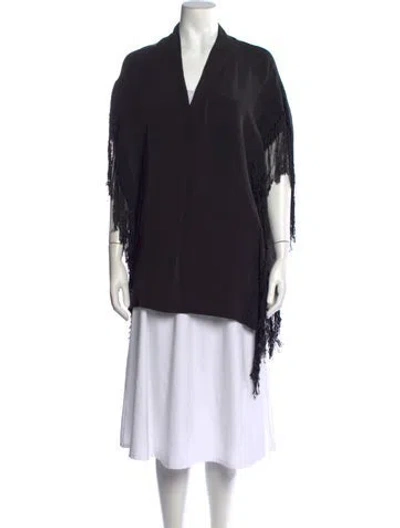 Pre-owned By Malene Birger Silk V-neck Top In Black
