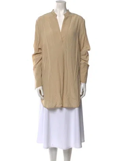 Pre-owned By Malene Birger Silk V-neck Tunic In Neutral