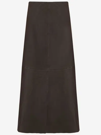 By Malene Birger Simoas Leather Skirt In Brown