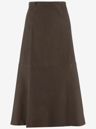 By Malene Birger Simoas Leather Skirt In Dark Mahogany