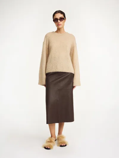 By Malene Birger Simoas Leather Skirt In Dark Mahogany