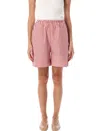By Malene Birger Siona Striped Organic Cotton Poplin Shorts In Pink