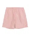 By Malene Birger Siona Striped Organic Cotton Poplin Shorts In Pink