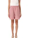 By Malene Birger Siona Striped Organic Cotton Poplin Shorts In Red White Stripes