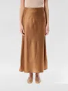 By Malene Birger Elastic Waistband Ankle Length Satin Skirt In Kaki