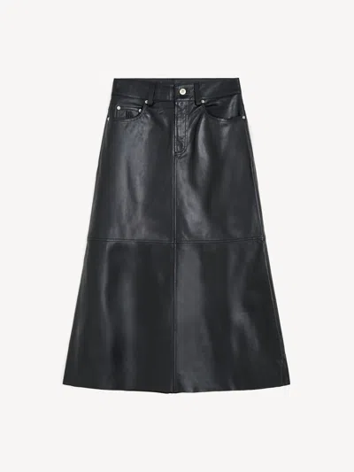 By Malene Birger Solene Leather Skirt In Black