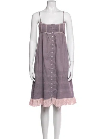Pre-owned By Malene Birger Square Neckline Knee-length Dress In Purple